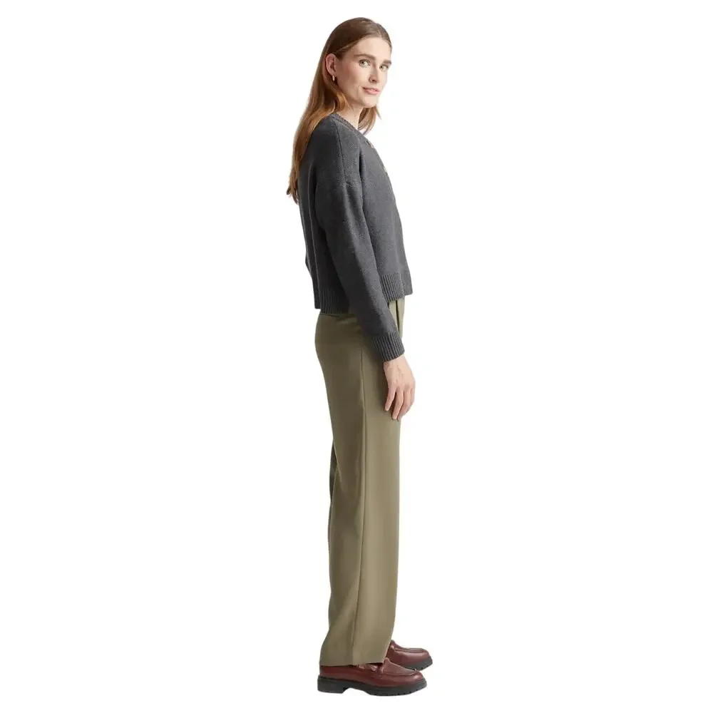 New Quince Women's XS Organic Cotton Cropped Cardigan Charcoal Gray Preppy Retro